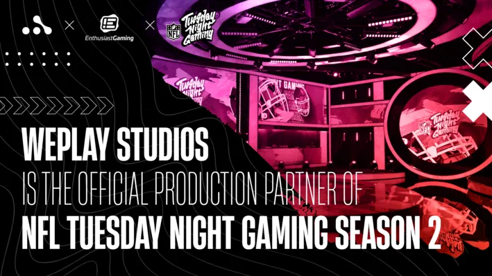 WePlay Studios сontinues as the production partner of Enthusiast Gaming for NFL Tuesday Night Gaming Season 2. Visual: WePlay Studios